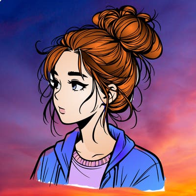 realistic teenage girl with a messy bun