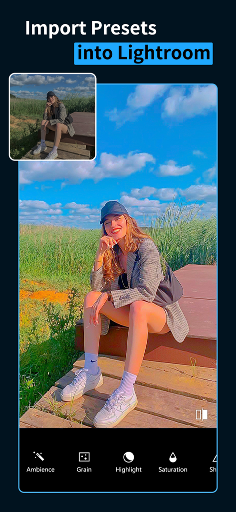 Mobile app interface for Koloro showing photo editing presets for Lightroom