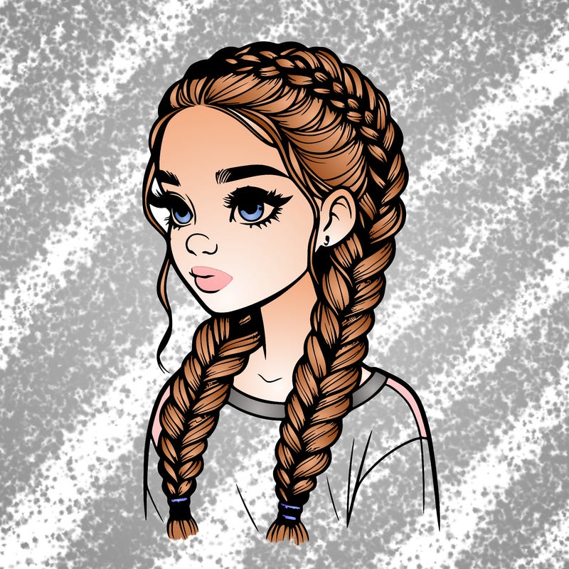 realistic girl with braids
