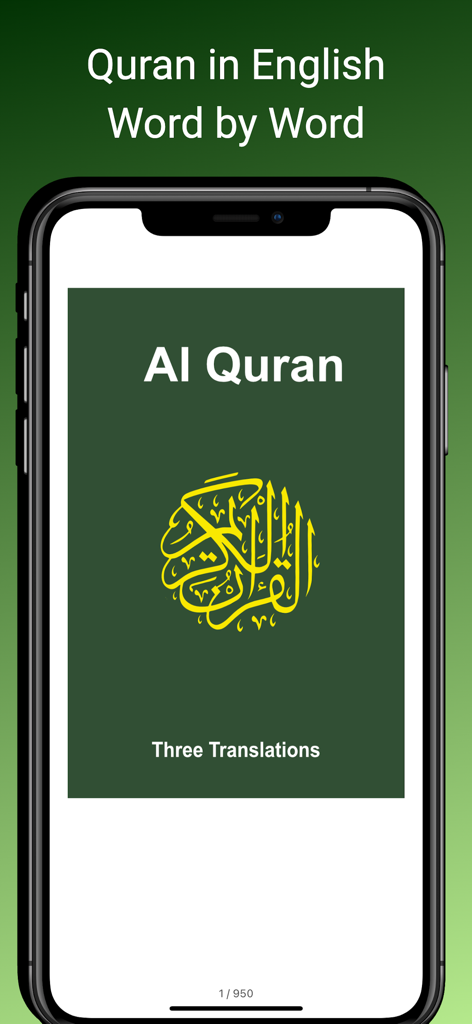Quran english—muslim assistant - A smartphone displaying the Al Quran app interface with word by word English translation