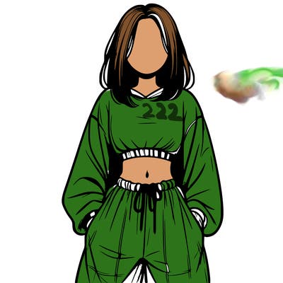 realistic girl faceless with baggy pants and a crop top