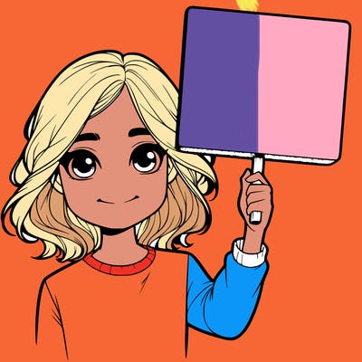 realistic girl holding up a sign