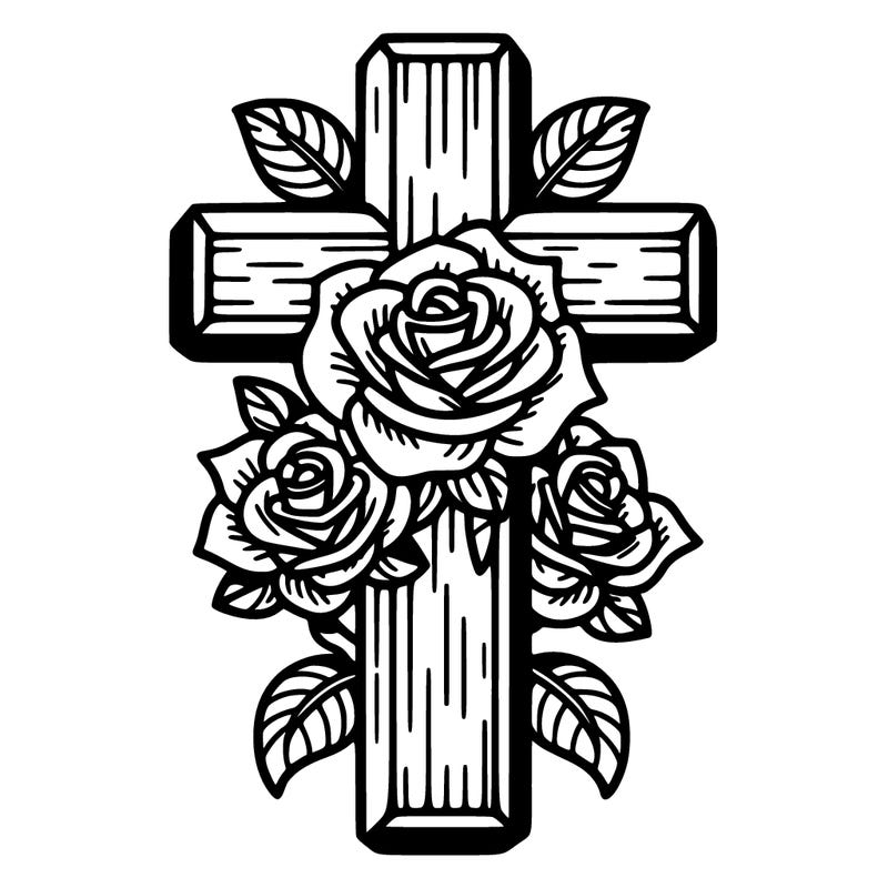 cross with roses