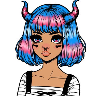realistic girl with horns