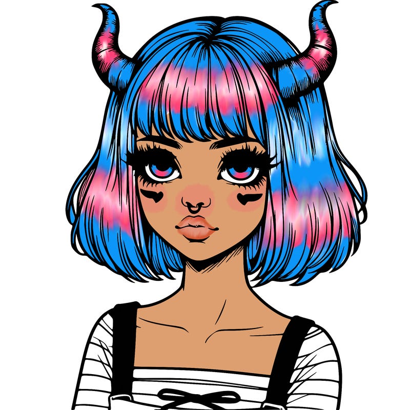 realistic girl with horns