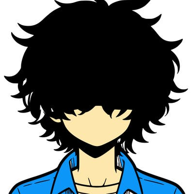 manga boy fluffy hair covering his eyes