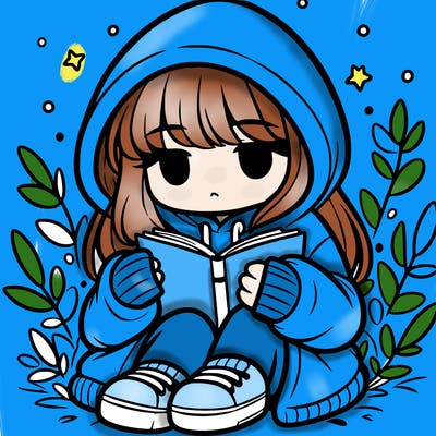 girl in oversized hoodie reading a book