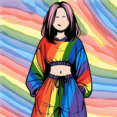 realistic girl faceless with baggy pants and a crop top