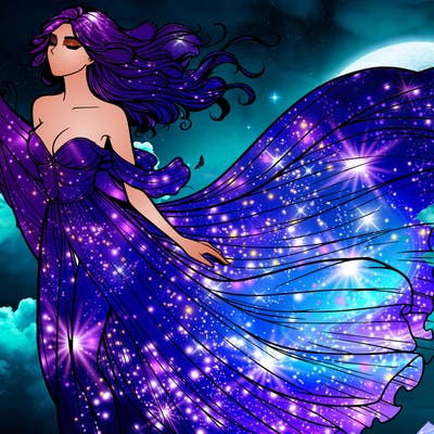 realistic woman in dress flowing the the wind