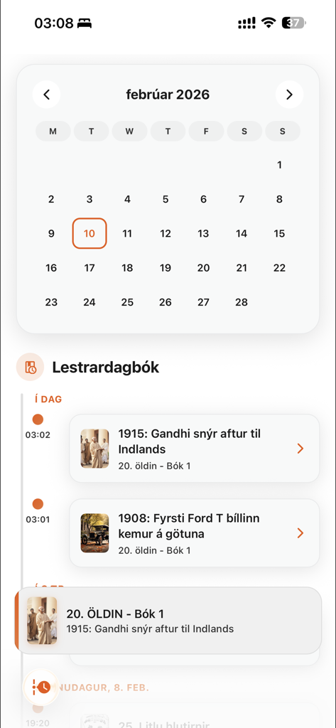 Heimalestur - Leseprotokoll- und Kalenderschnittstelle der isländischen Lern-App Heimalestur