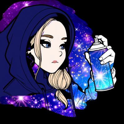 a realistic girl, spray painting