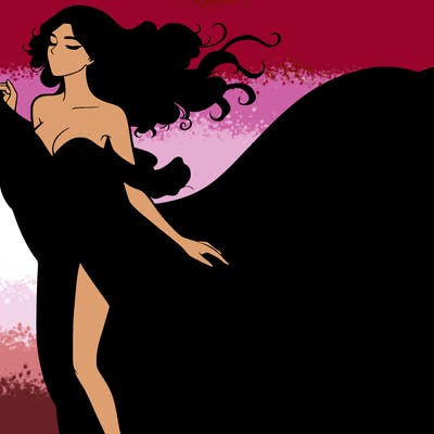 realistic woman in dress flowing the the wind