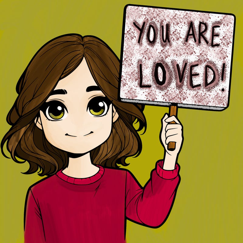 realistic girl holding up a sign