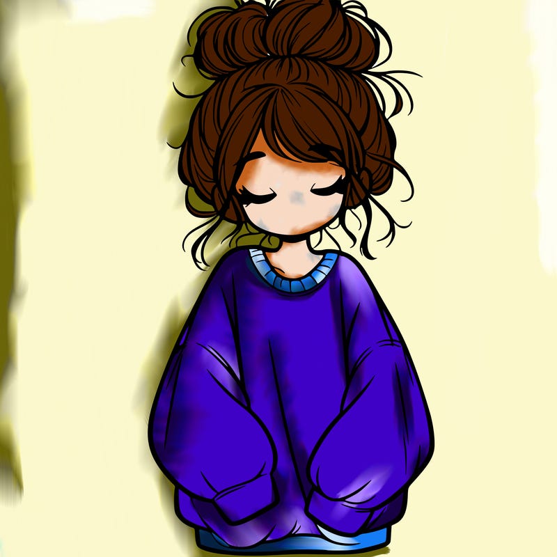 girl with baggy sweatshirt and messy bun