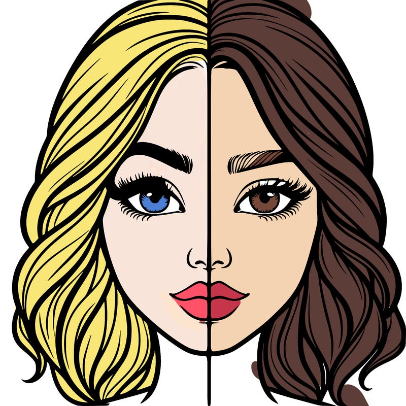 realistic girl split half