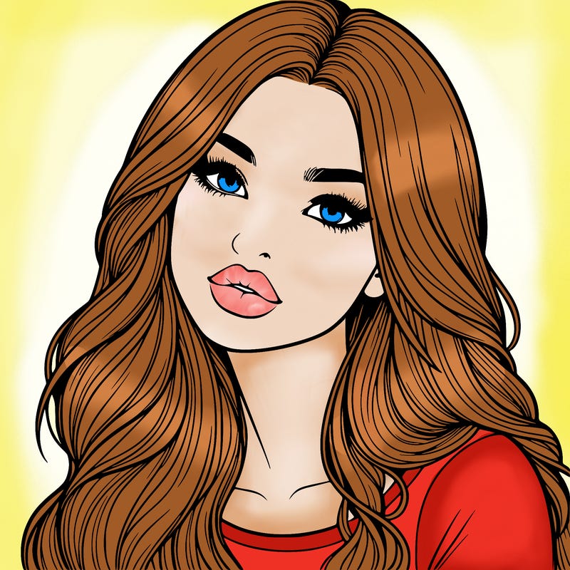 realistic girl with hair on her hair and lips