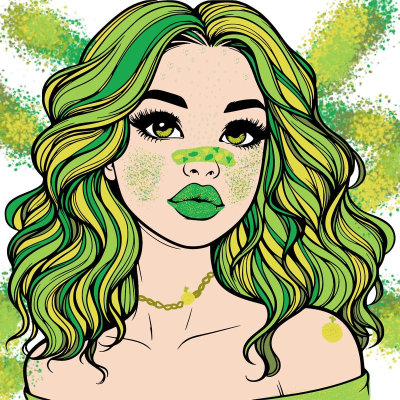 realistic girl with wavy hair and lips