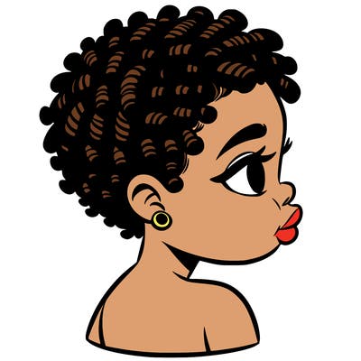 black woman with short twist chubby