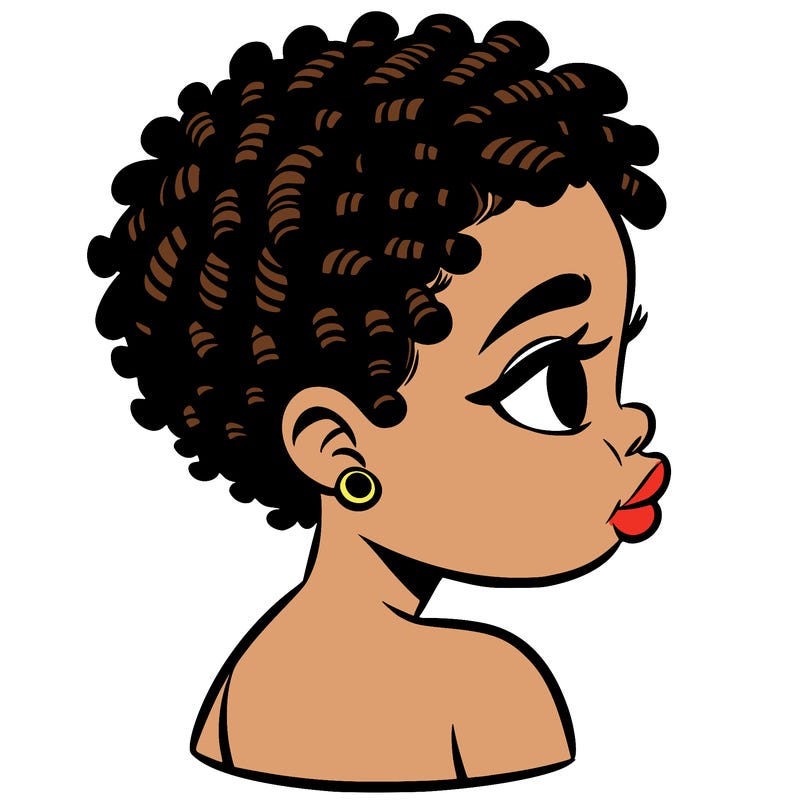 black woman with short twist chubby