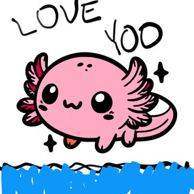cute easy baby axolotl