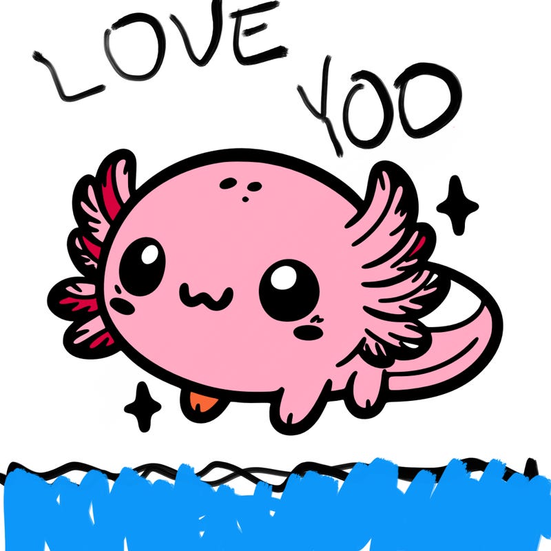cute easy baby axolotl