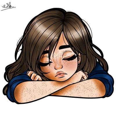 realistic tired girl