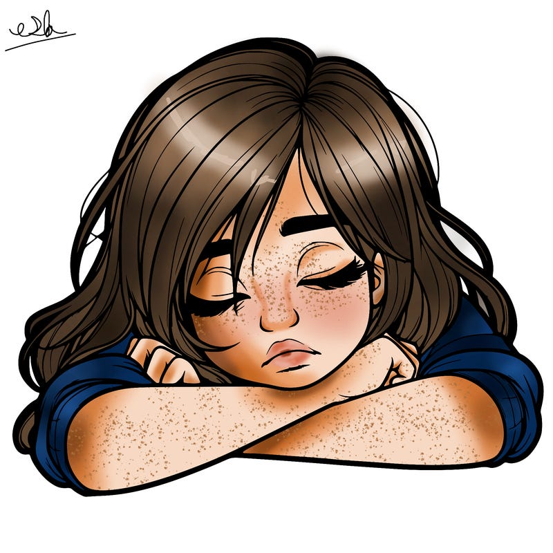 realistic tired girl