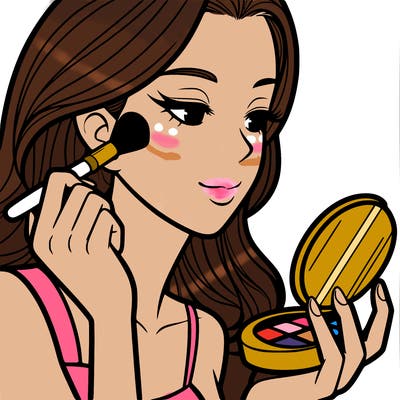 little girl putting on makeup