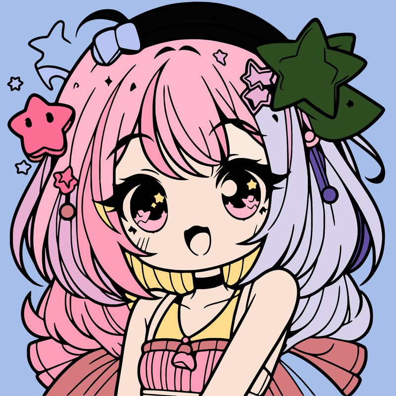 cute anime girl with star accessories