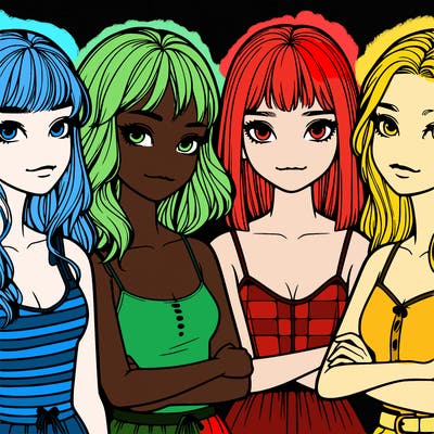 four realistic girls