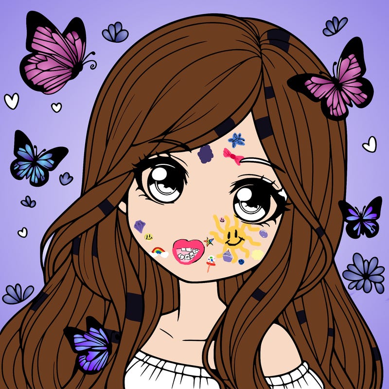 realistic girl with butterflies around her