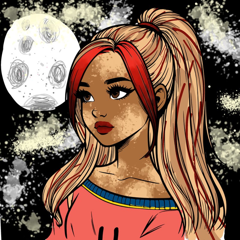 realistic girl with a high ponytail