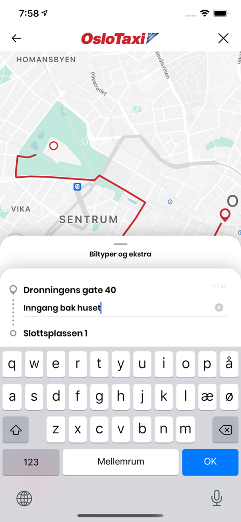 Taxifix - Taxifix app interface showing an Oslo map and address input fields for booking a taxi.