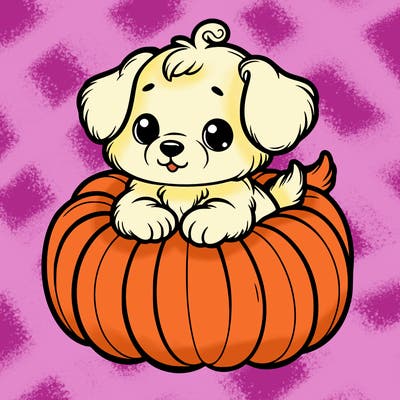 cute little puppy in a pumpkin