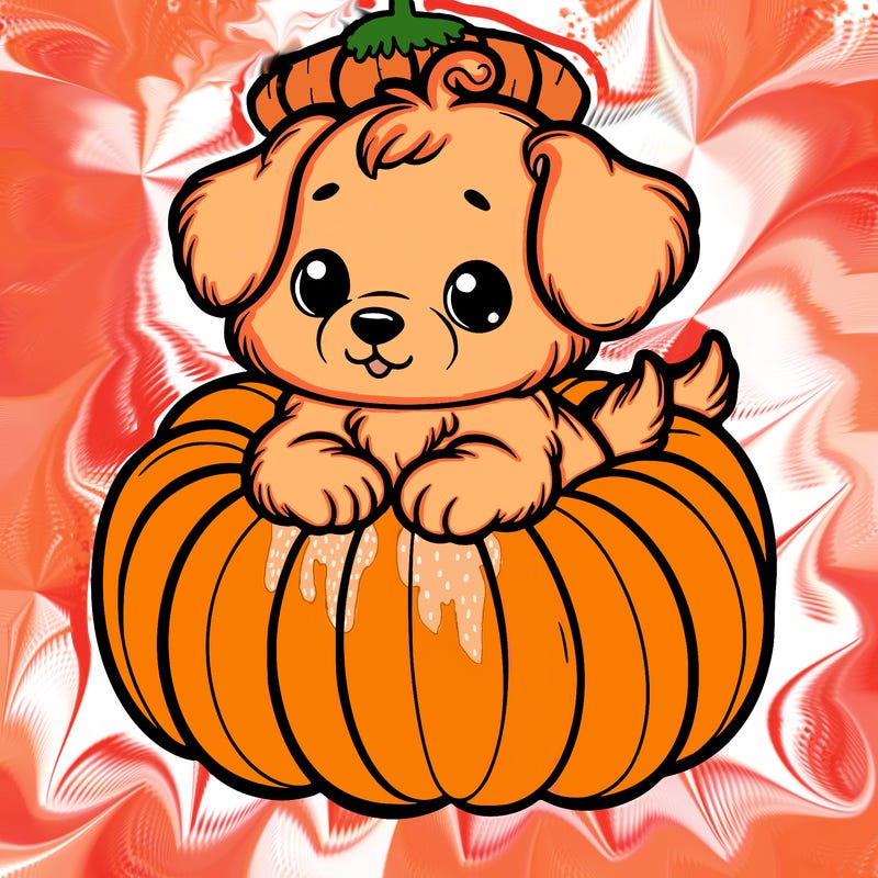 cute little puppy in a pumpkin