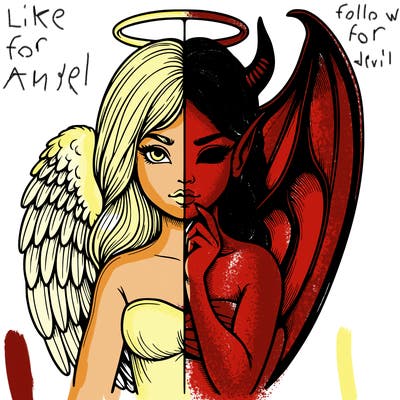 realistic angel half demon