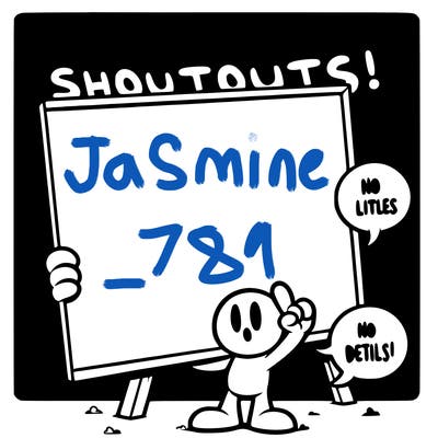 blank canvas that says above it shoutouts