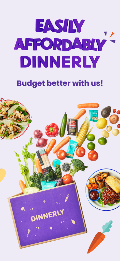 Dinnerly: Meal Kit - Dinnerly affordable meal kit box with fresh vegetables and prepared meals