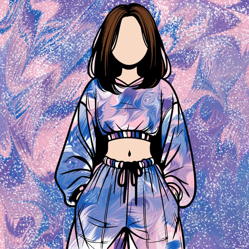 realistic girl faceless with baggy pants and a crop top