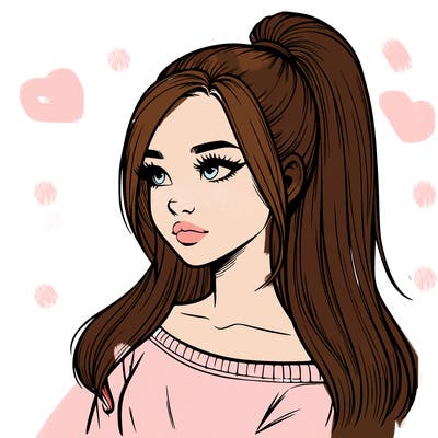 realistic girl with a high ponytail