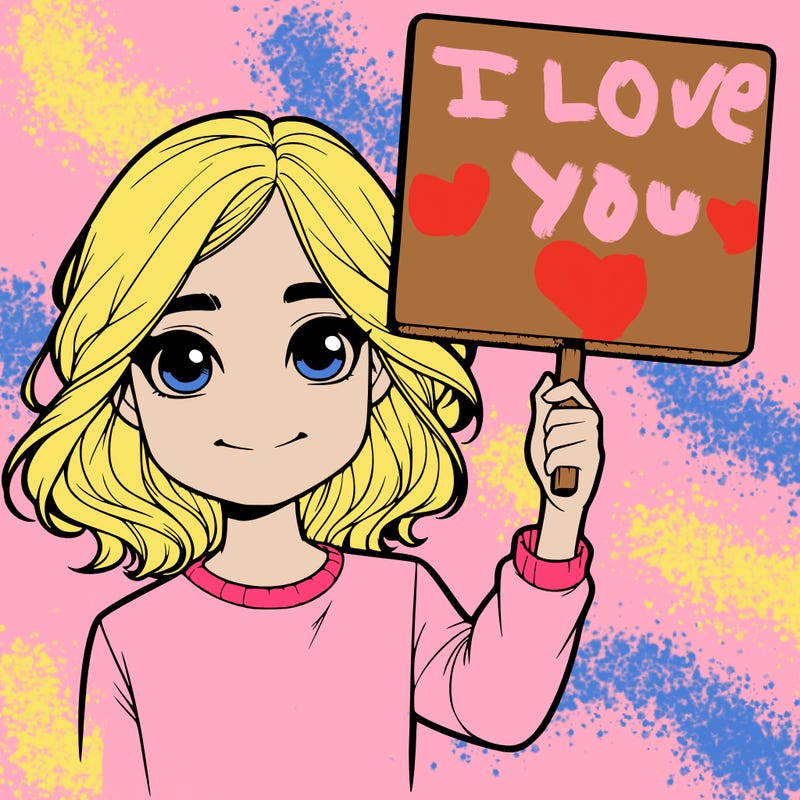 realistic girl holding up a sign