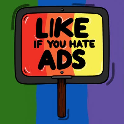 a sign that says like if you hate ads