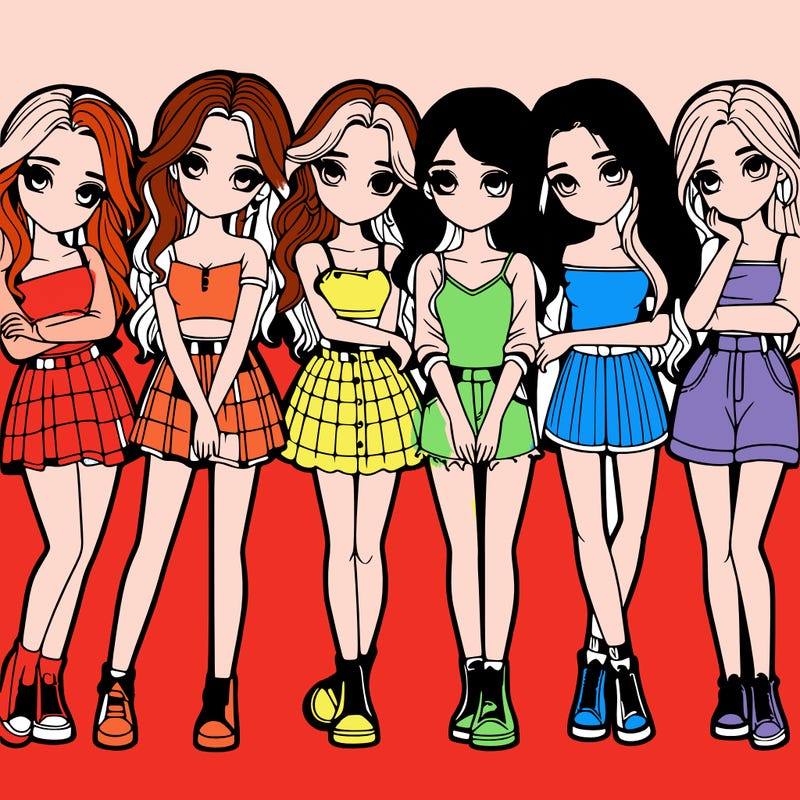 a group of girls realistic