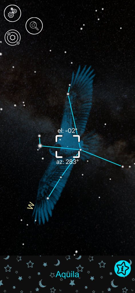 Star Map Tracker: Sky Journey - Star Map Tracker app showing the Aquila constellation with celestial coordinates