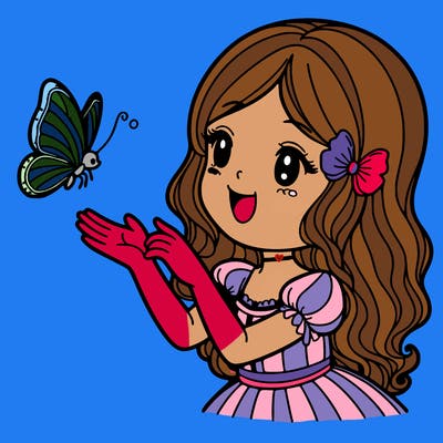 woman playing with butterfly