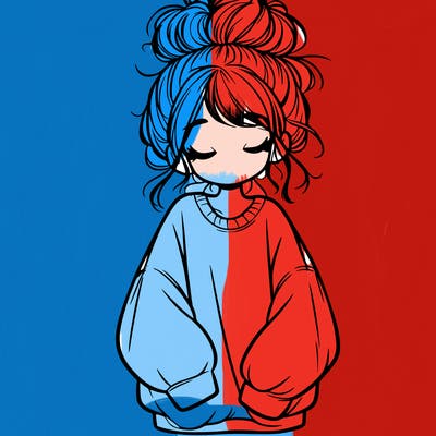 girl with baggy sweatshirt and messy bun