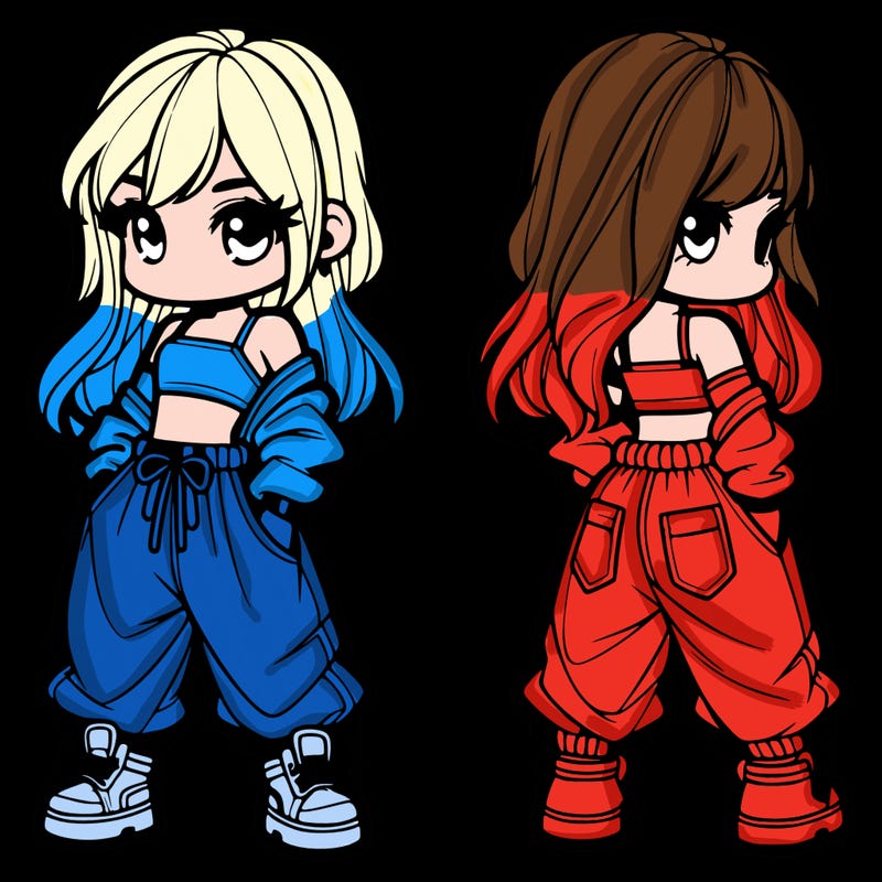 girl in crop top and baggy pants