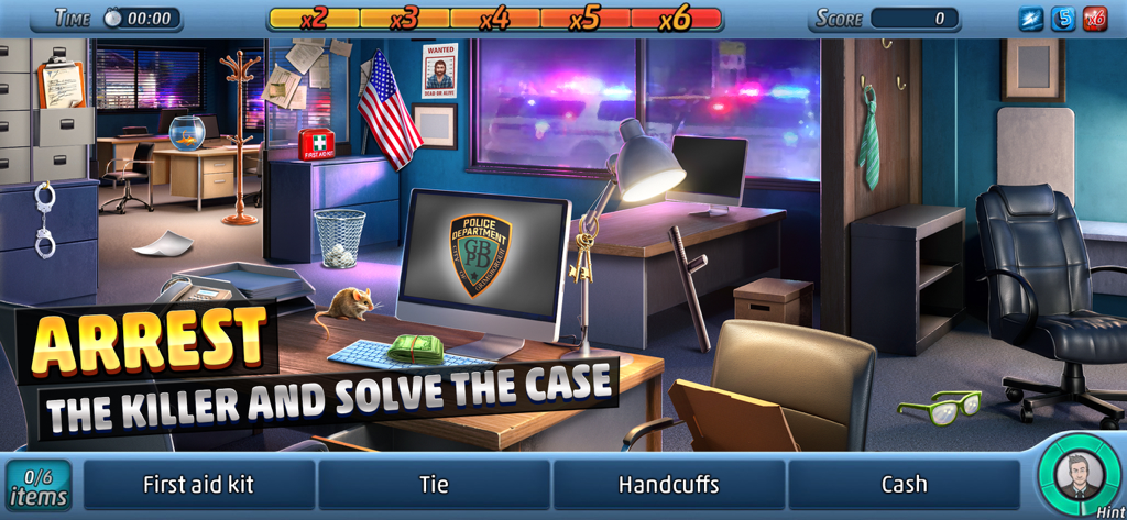 A hidden object investigation scene in a police station office from Criminal Case The Conspiracy