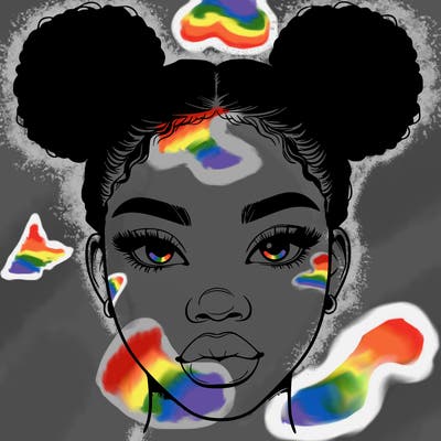 realistic black woman with two buns