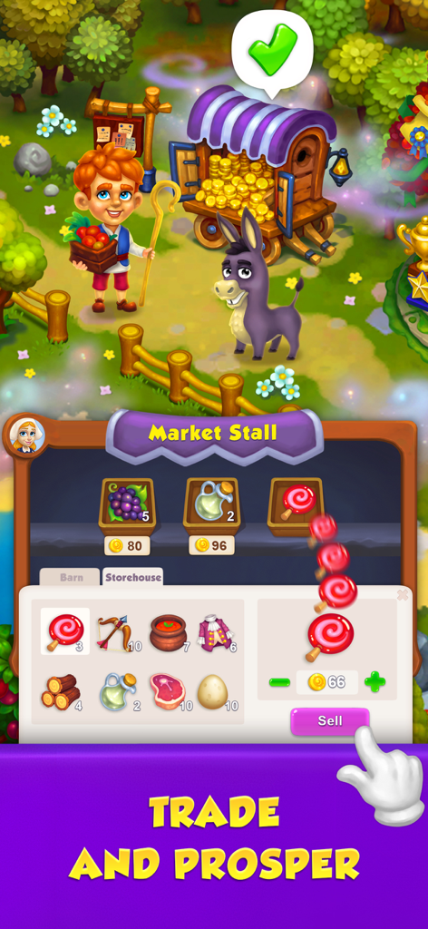 Royal Farm - Selling items at the market stall in Royal Farm mobile game
